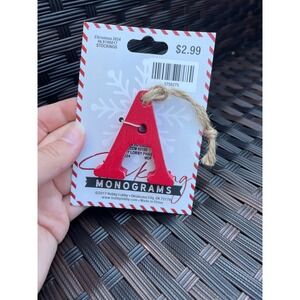 Hobby Lobby Monogram Ornament Red Letter A Christmas Stocking Decoration
